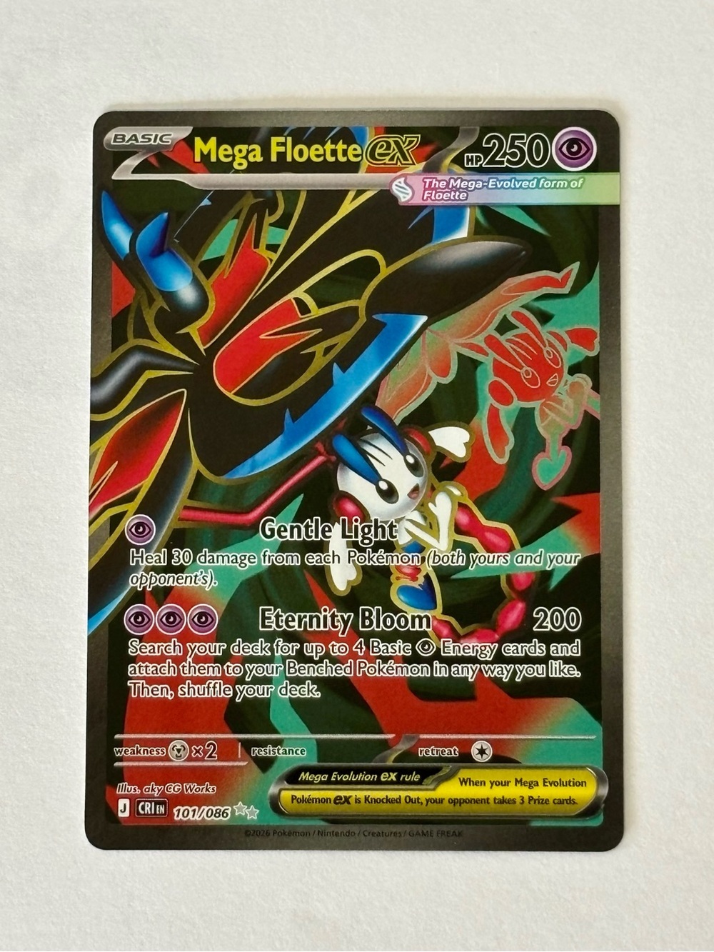 Pokemon Mega Floette ex Trading Card - Black, Blue, Red, Green